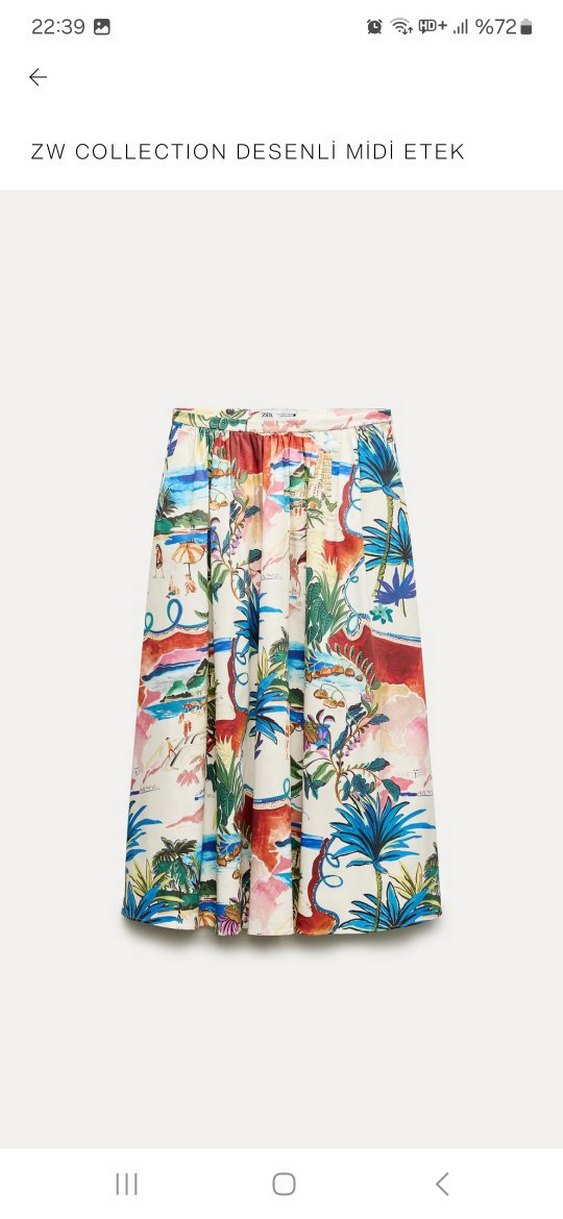 Renkli Desenli Uzun Pilili Midi Etek - Görsel 3