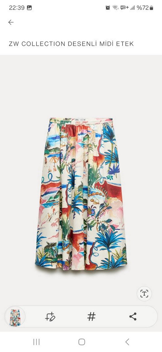 Renkli Desenli Uzun Pilili Midi Etek - Görsel 4