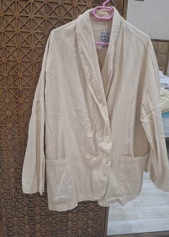 Bej Uzun Kesim Keten Kadın Blazer pantolon takım. - Görsel 4