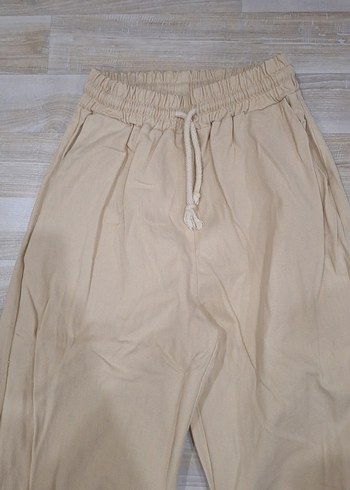 Bej Uzun Kesim Keten Kadın Blazer pantolon takım. - Görsel 9