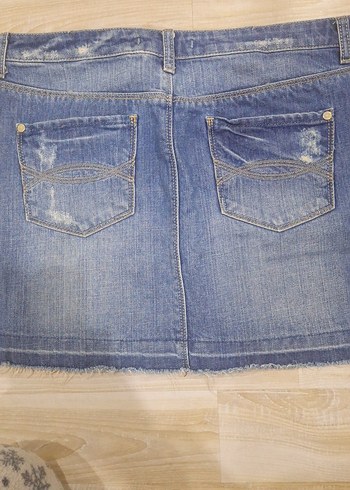 Kadın Mavi Kot Mini Etek - Görsel 6