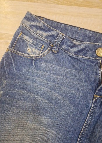 Kadın Mavi Kot Mini Etek - Görsel 5