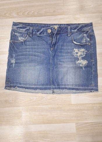 Kadın Mavi Kot Mini Etek - Görsel 2