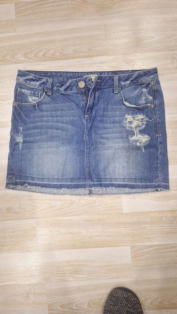 Kadın Mavi Kot Mini Etek - Görsel 3