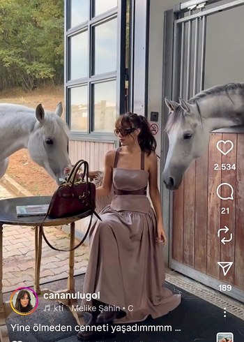 Bej Keten Uzun Drapeli Straplez Elbise - Görsel 15