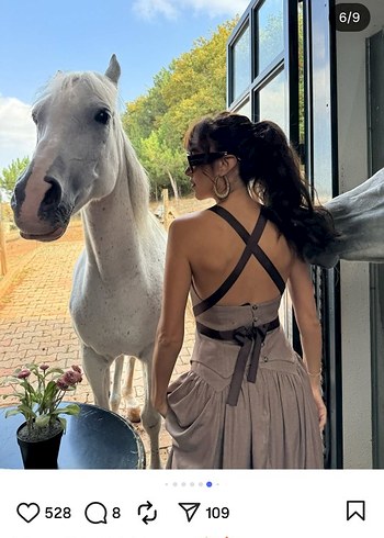 Bej Keten Uzun Drapeli Straplez Elbise - Görsel 7