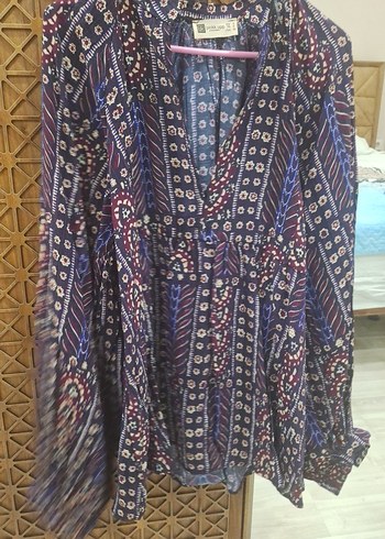 Bohem Çok Renkli Uzun Kollu V Yaka Tunik - Görsel 5