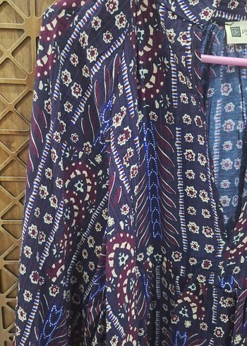 Bohem Çok Renkli Uzun Kollu V Yaka Tunik - Görsel 6