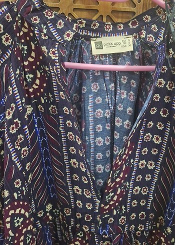 Bohem Çok Renkli Uzun Kollu V Yaka Tunik - Görsel 8