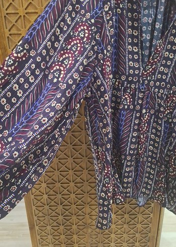 Bohem Çok Renkli Uzun Kollu V Yaka Tunik - Görsel 4