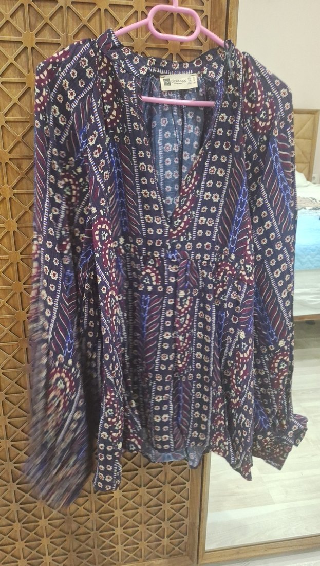 Bohem Çok Renkli Uzun Kollu V Yaka Tunik - Görsel 5