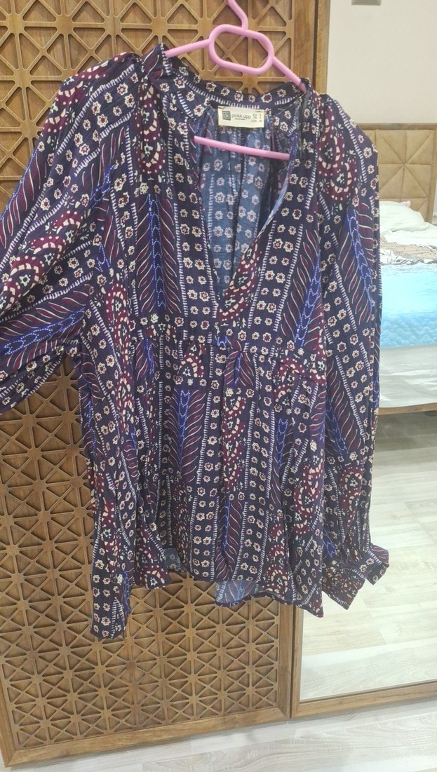 Bohem Çok Renkli Uzun Kollu V Yaka Tunik - Görsel 2