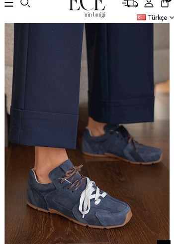 Mavi Gri Süet Bağcıklı Stiletto Topuklu Spor Ayakkabı - Görsel 2