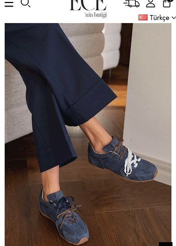 Mavi Gri Süet Bağcıklı Stiletto Topuklu Spor Ayakkabı - Görsel 3