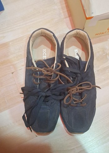 Mavi Gri Süet Bağcıklı Stiletto Topuklu Spor Ayakkabı - Görsel 4