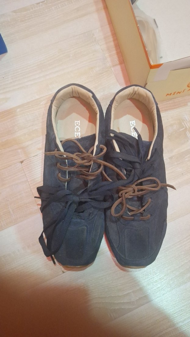 Mavi Gri Süet Bağcıklı Stiletto Topuklu Spor Ayakkabı - Görsel 4