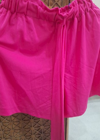 Pembe Kemerli Kadın Yüksek Bel Mini Şort - Görsel 11