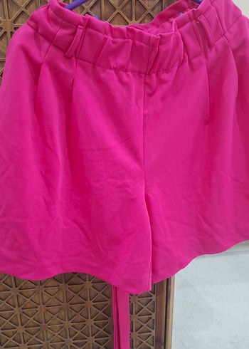 Pembe Kemerli Kadın Yüksek Bel Mini Şort - Görsel 13