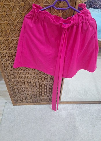 Pembe Kemerli Kadın Yüksek Bel Mini Şort - Görsel 8