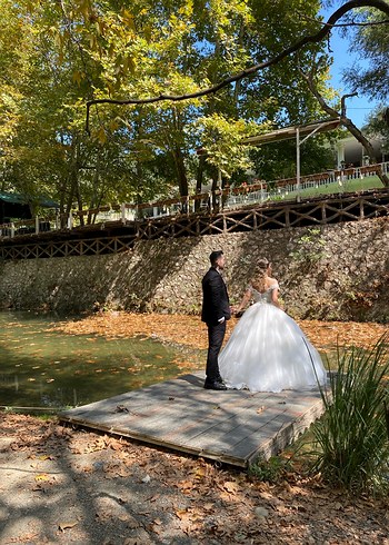 Beyaz Straplez A Kesim Uzun Gelinlik - Görsel 5