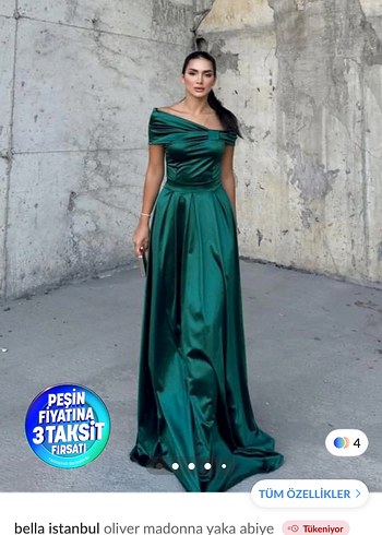 Kadın Şık Uzun Drapeli Straplez Abiye - Görsel 4