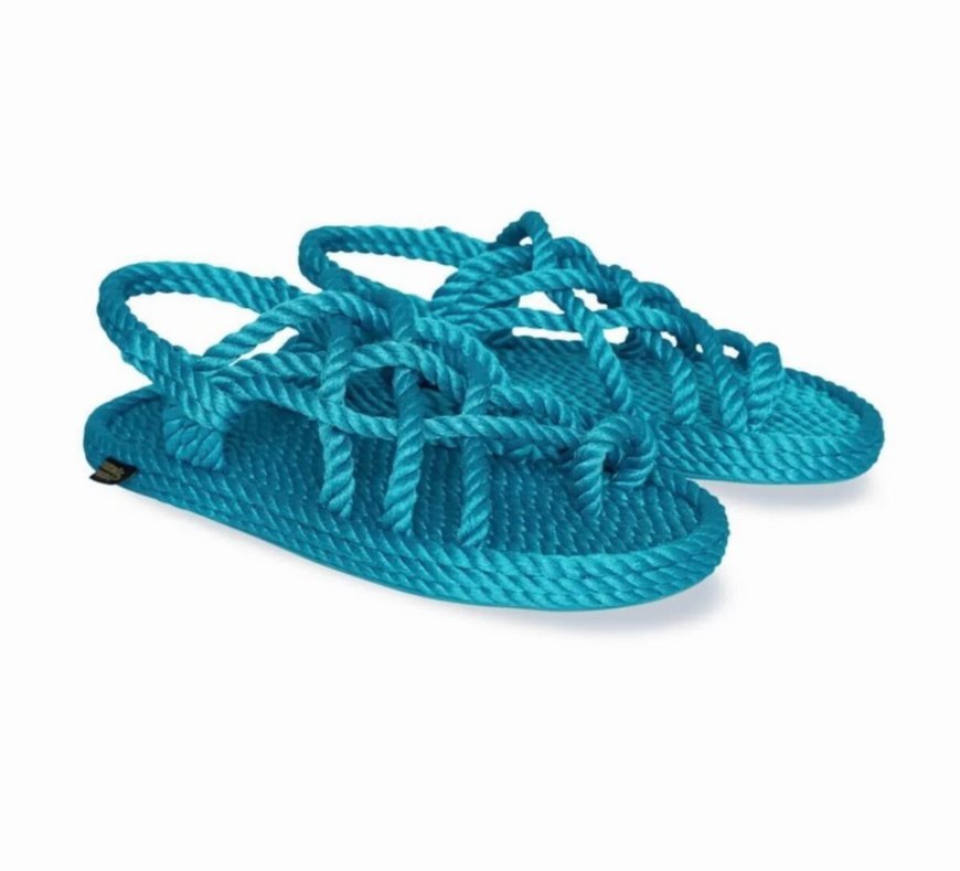 Turkuaz Elastik Platform Topuklu Kadın Sandalet - Görsel 5