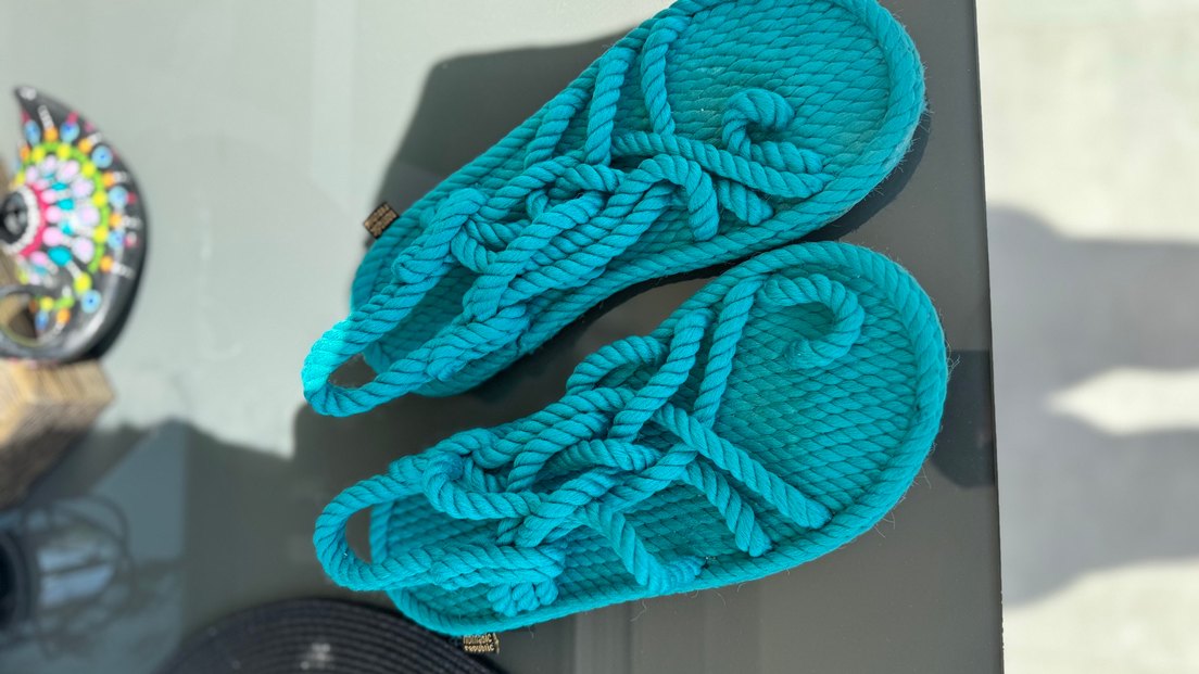 Turkuaz Elastik Platform Topuklu Kadın Sandalet - Görsel 3