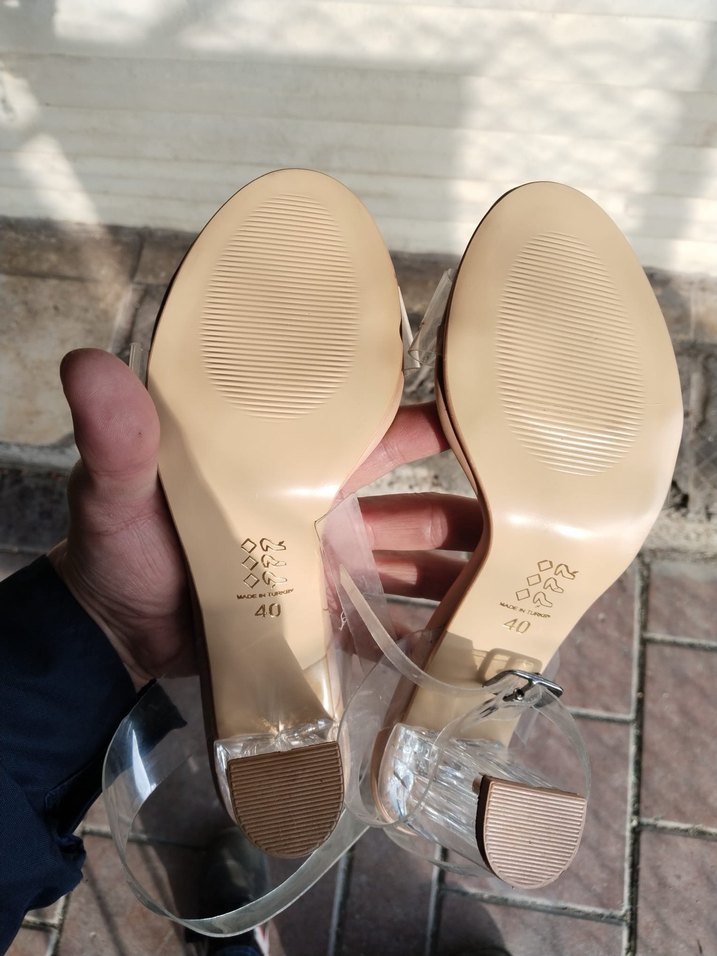 Bej Şeffaf Bantlı Kadın terlik - Görsel 3