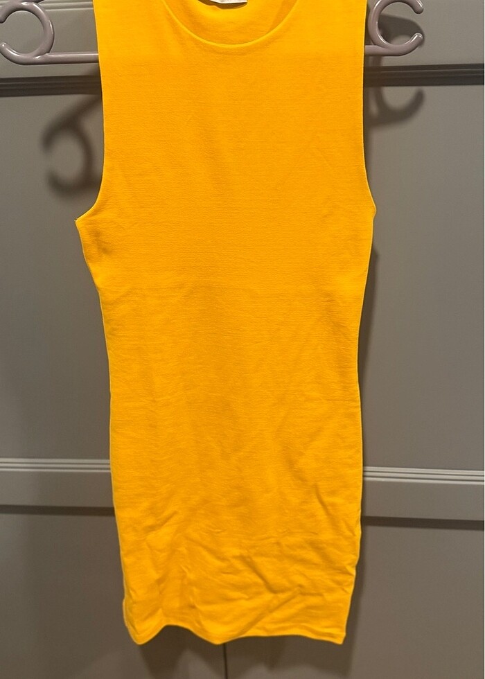 Turuncu diz üstü elbise - Görsel 2