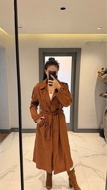s Beden kahverengi Renk Trenchcoat ????