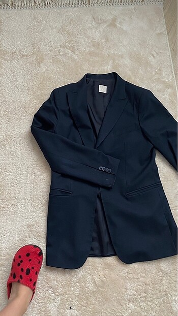 W Collection (Vakko) Koyu Lacivert Vatkalı Blazer Ceket