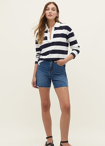 Stradivarius çizgili polo yaka t-shirt 
