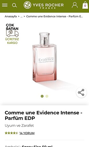Yves Rocher Evidence intense yves rocher parfüm