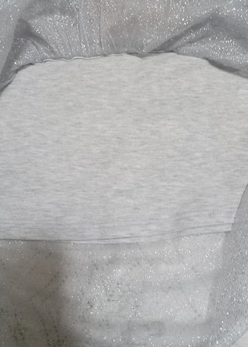 Gri Kısa Kollu Baskılı penye Elbise - Görsel 3