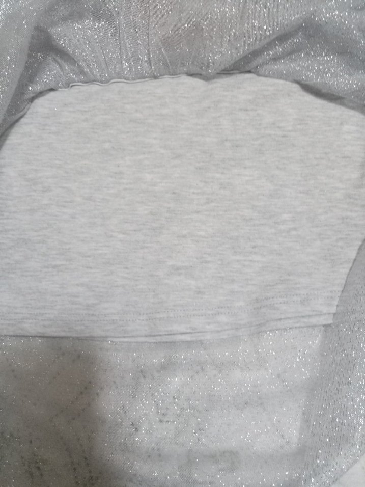 Gri Kısa Kollu Baskılı penye Elbise - Görsel 3