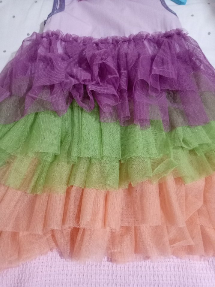 Kız Çocuk Çok Renkli Kat Kat Elbise - Görsel 4