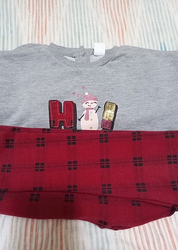 Kız Çocuk Gri Baskılı Uzun Kollu taytlı takım - Görsel 8