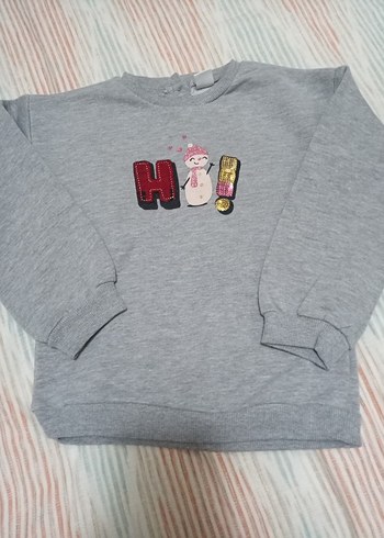 Kız Çocuk Gri Baskılı Uzun Kollu taytlı takım - Görsel 3