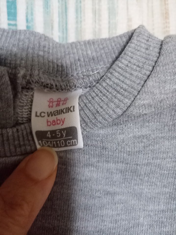 Kız Çocuk Gri Baskılı Uzun Kollu taytlı takım - Görsel 2