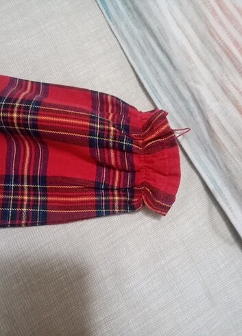 Kırmızı ekoseli 5 yaş elbise  - Görsel 5