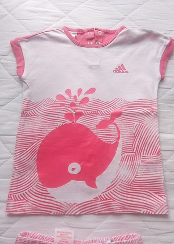 Pembe Baskılı Kısa Kollu Bebek Adidas Takımı - Görsel 5