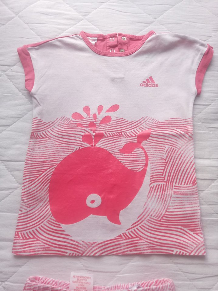Pembe Baskılı Kısa Kollu Bebek Adidas Takımı - Görsel 5