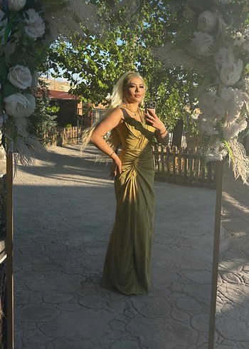 Kenzel Kadın Uzun Drapeli V Yaka Abiye Elbise - Görsel 5