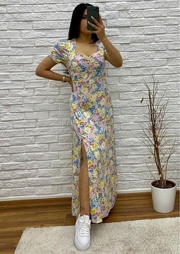 Uzun çiçekli elbise - Görsel 5