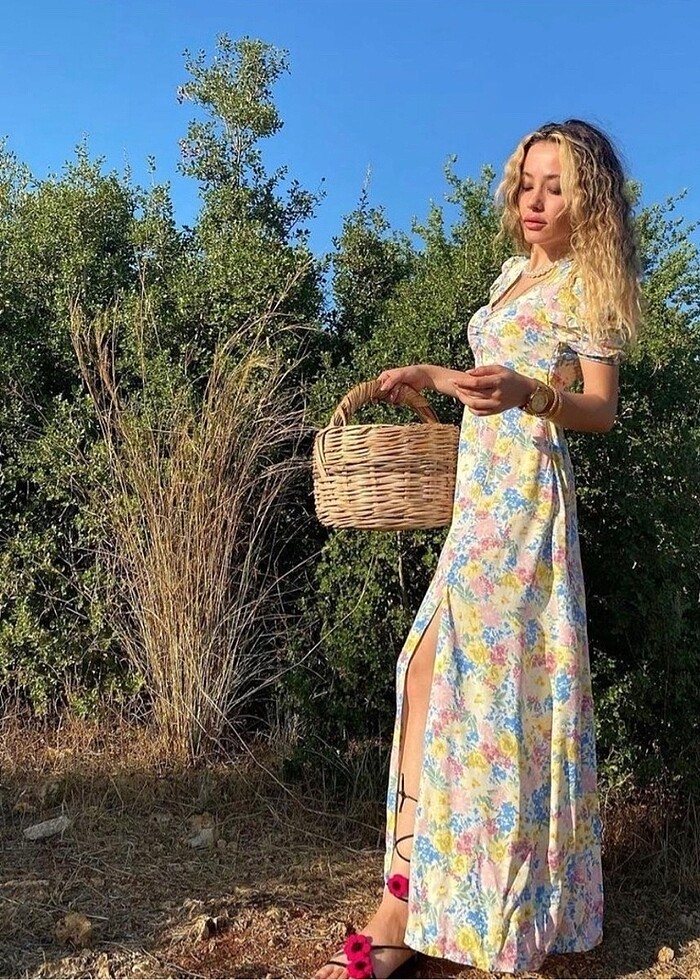 Uzun çiçekli elbise - Görsel 4