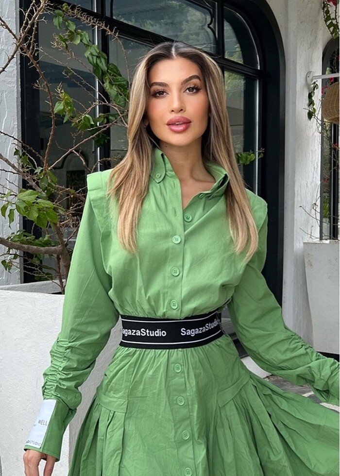 Sagaza yeşil elbise - Görsel 4