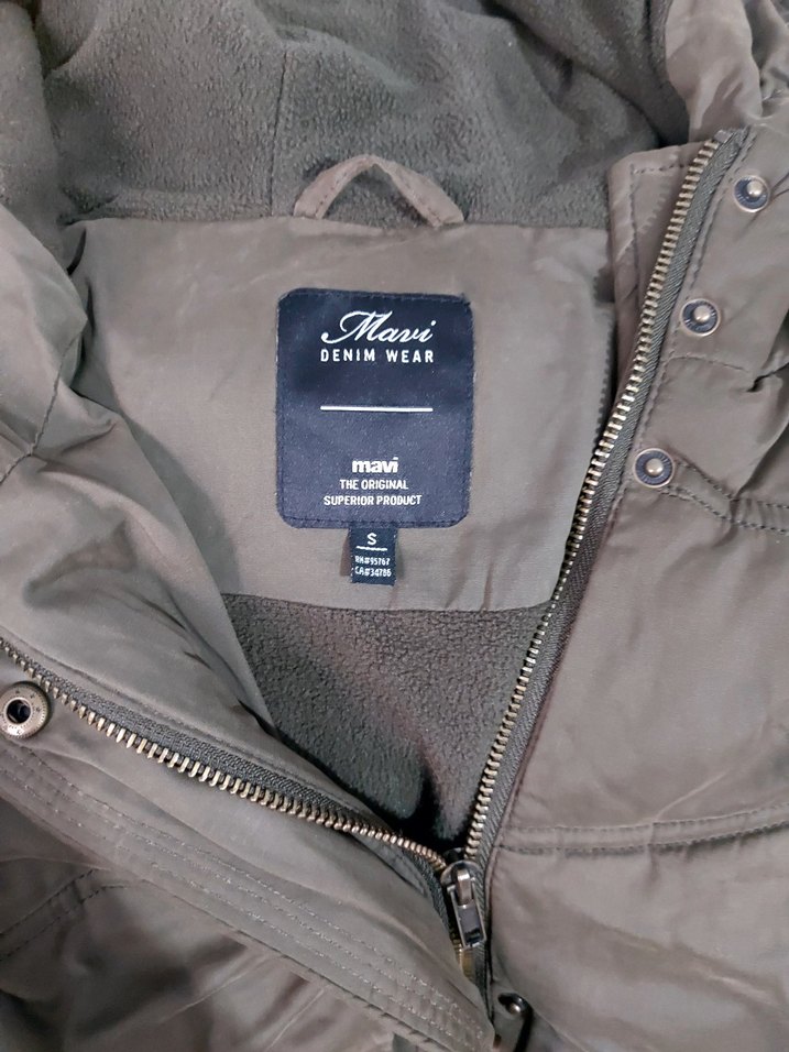 Haki Kürklü Kadın Kışlık Mont - Görsel 4