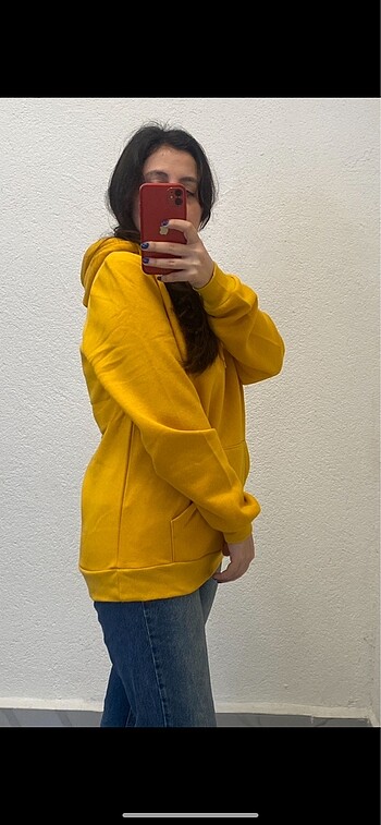 s Beden Sarı kapüşonlu sweatshirt