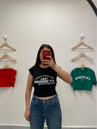 Baskılı crop tişört