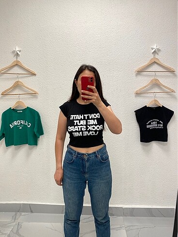 Baskılı crop tişört